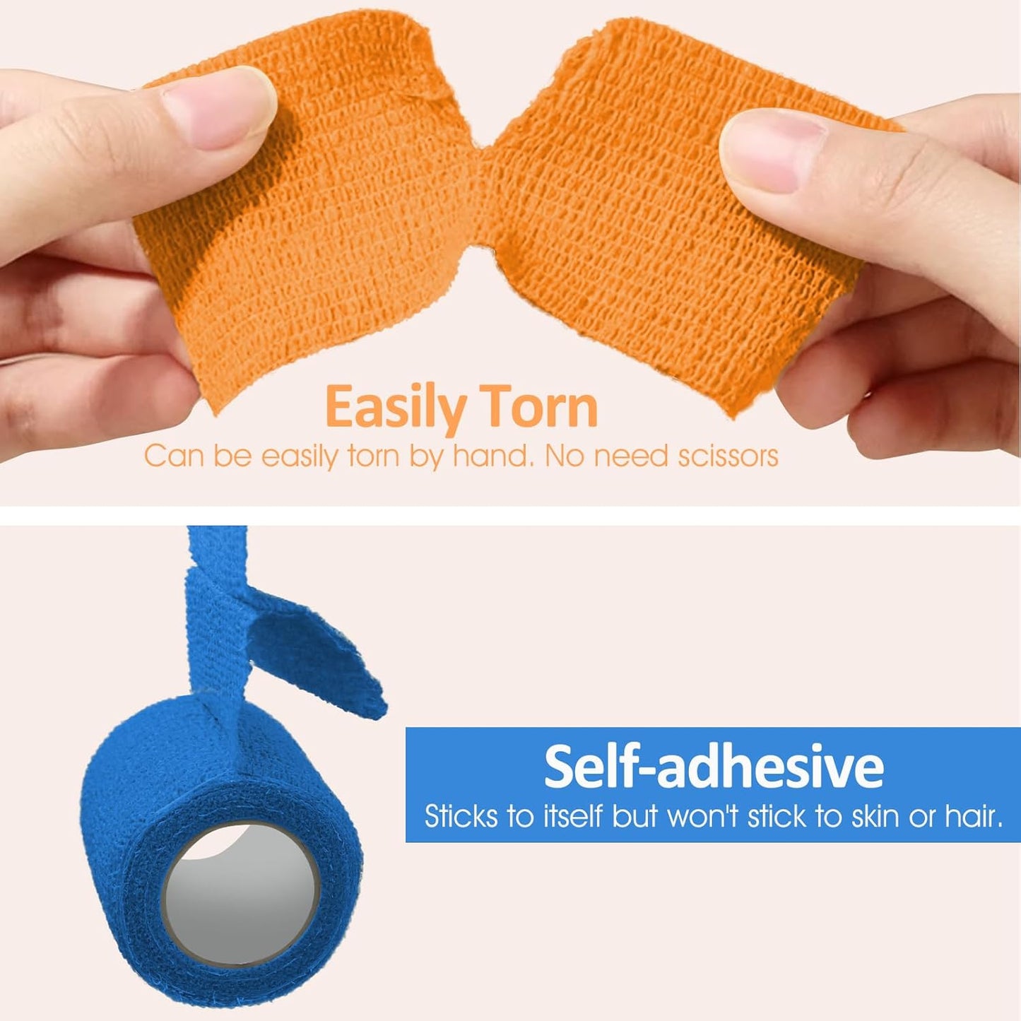 1"/2"/3" Self Adhesive Bandage Wraps, 9 Pack Colorful Self Adherent Cohesive Bandages Wrap for Wounds, Vet Wrap, Ankle Tape, Tattoo Tape Wrap, Medical Tape, Color Athletic Tape