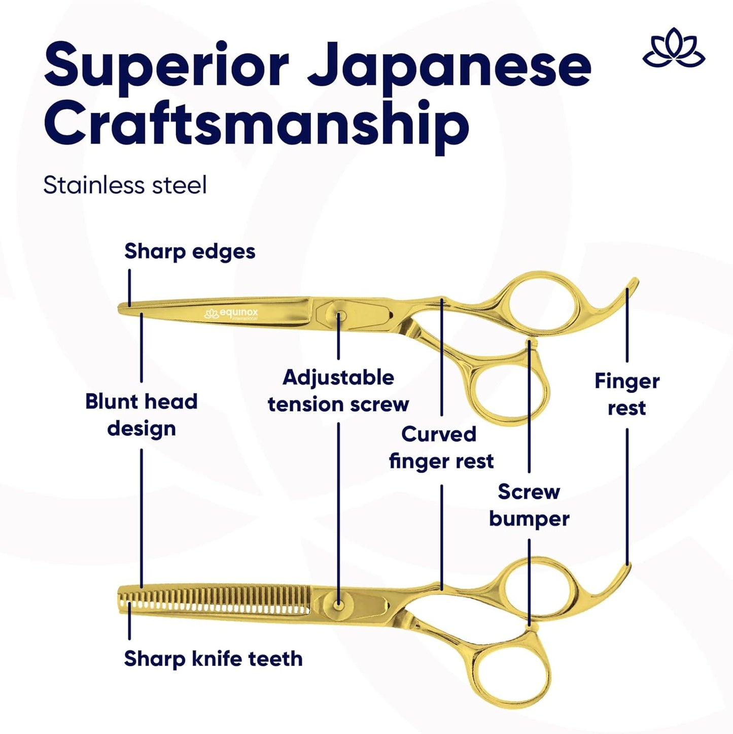 Equinox Professional Barber Scissors Set - Includes Scissors & Thinning Shears for Hair Cutting & Grooming, Japanese Stainless Steel Barber Accessories