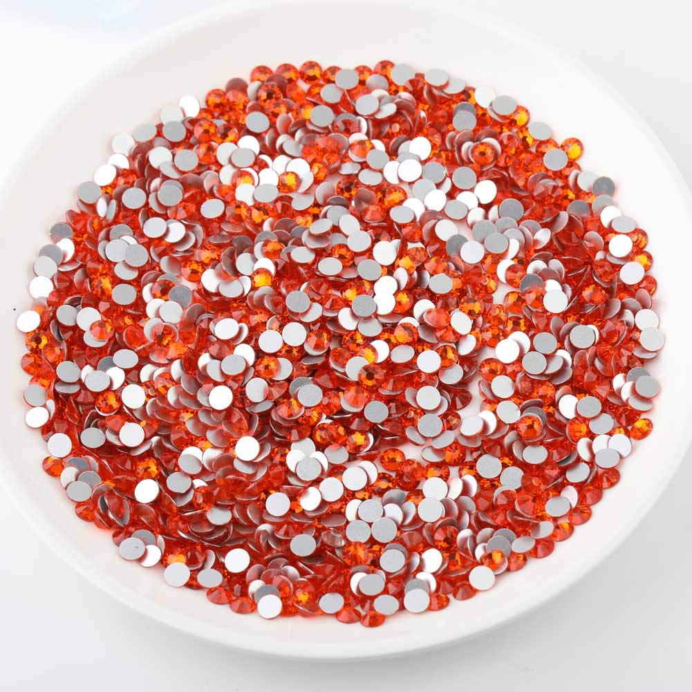 Beadsland 144 Pieces Flat Back Crystal Rhinestones Round Gems, Orange, SS40, 8.4-8.7mm