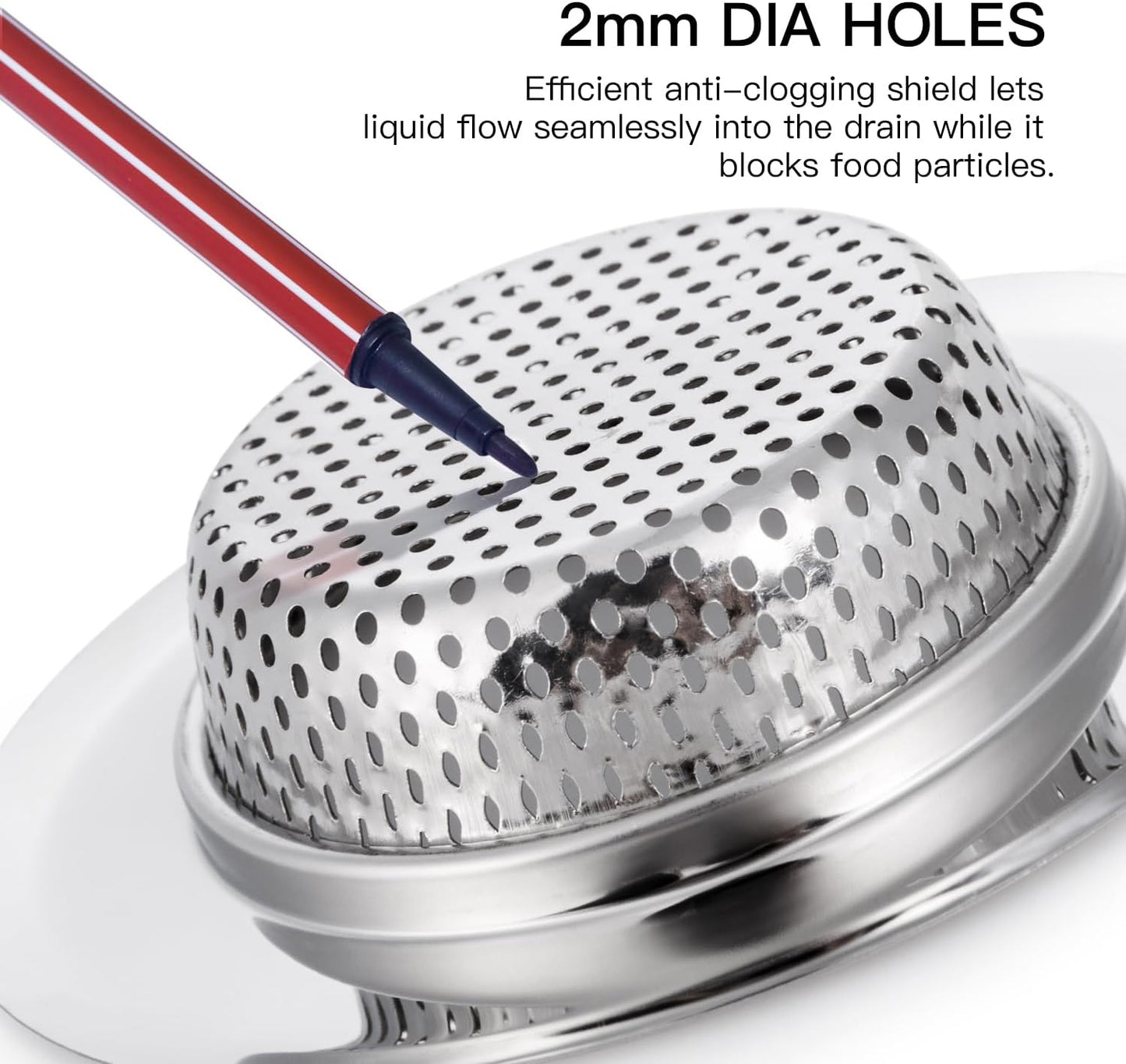 4 Pack Heavy Duty Stainless Steel Kitchen Sink Drain Strainer, Bathroom Hair Catcher Shower Drain Cover, Sink Tub Drain Stopper, Wash Basin Floor Drain, 2.1 to 4.5 Inch Diameter Rim