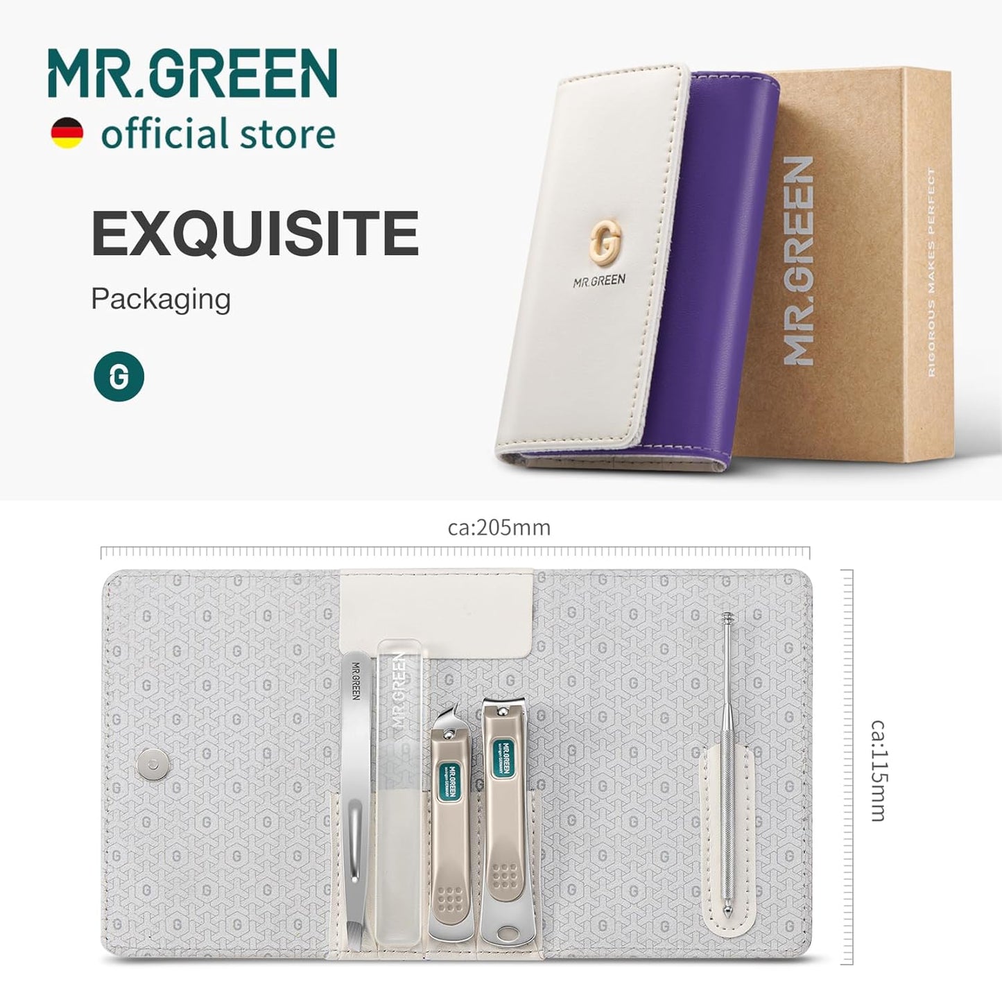 MR.GREEN Colorful Manicure Set Practical Pedicure Kits Nail Clippers Personal Care Tools Facial Hair Scissors with Fashion Case (Mr-6684 Purple)