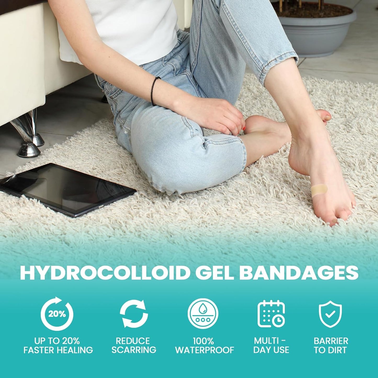 Blister Bandages - 28 ct Hydrocolloid Cushions for Foot, Toe, Heel - Water Resistant Gel Pads for Prevention & Recovery, Bunion Pack