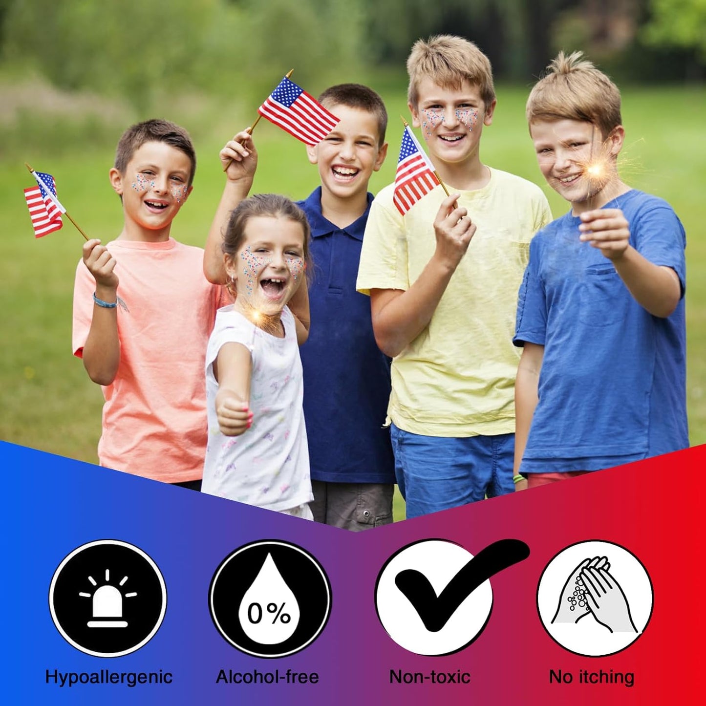 MEICOLY Red White and Blue Body Glitter,4th of July Accessories Hair Glitter for Kids,4th of July Outfits for Women,Fourth of July Patriotic Face Glitter for President's Day Veterans Day