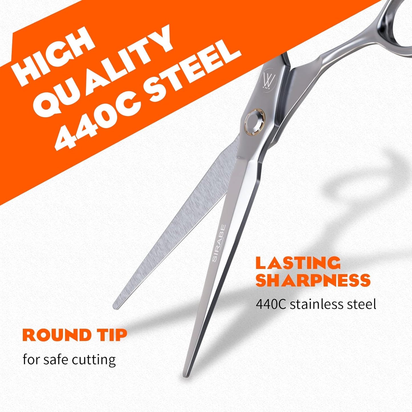 Sirabe HIGH-END Professional Hair Cutting Scissors Shears - Ultra Sharp Blades for Precise Cutting - Barber Shears Haircut Scissors 440C Stainless Steel for Salon Hairstyling & Home Hairdressing