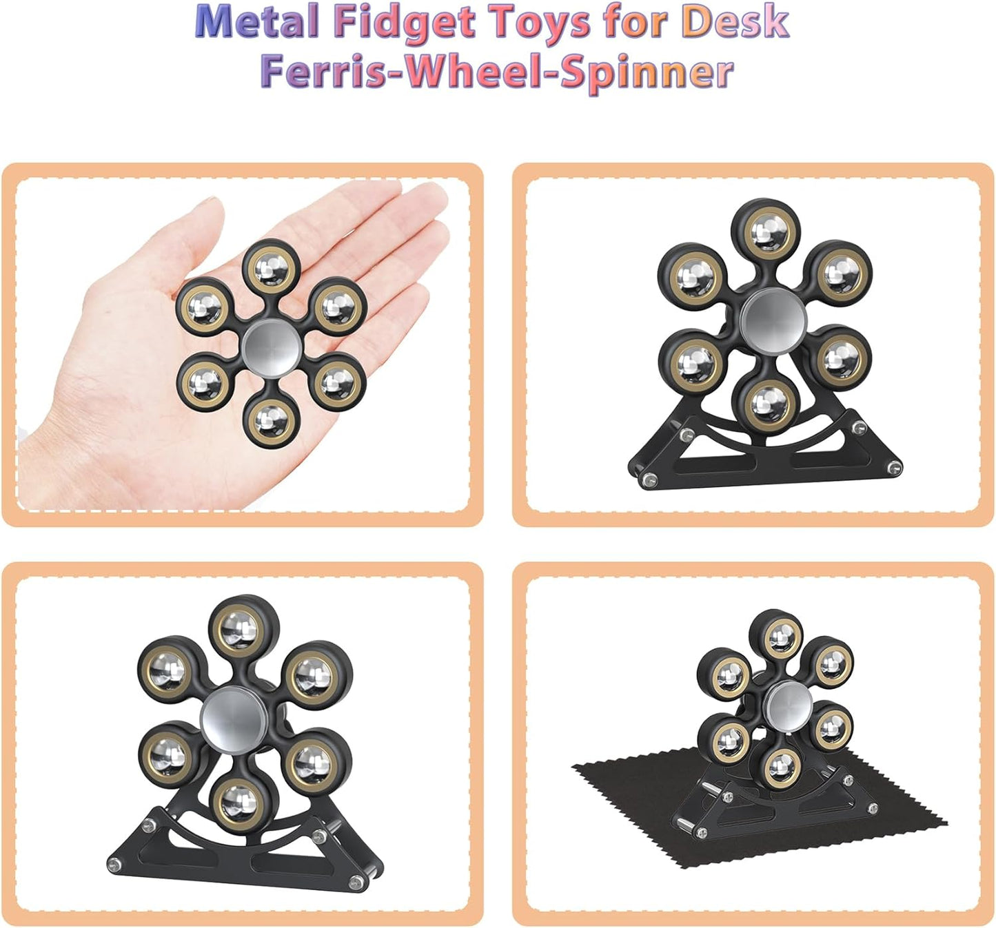Desk-Fidget-Toys for Ferris-Wheels-Spinner: 4mins Metal Kinetic-Spinner Cool-Gadgets for Office Home School Christmas, EDC-Toy ADHD Tools Cool-Stuff Stress Relief Gift for Kid Children Teen Adult