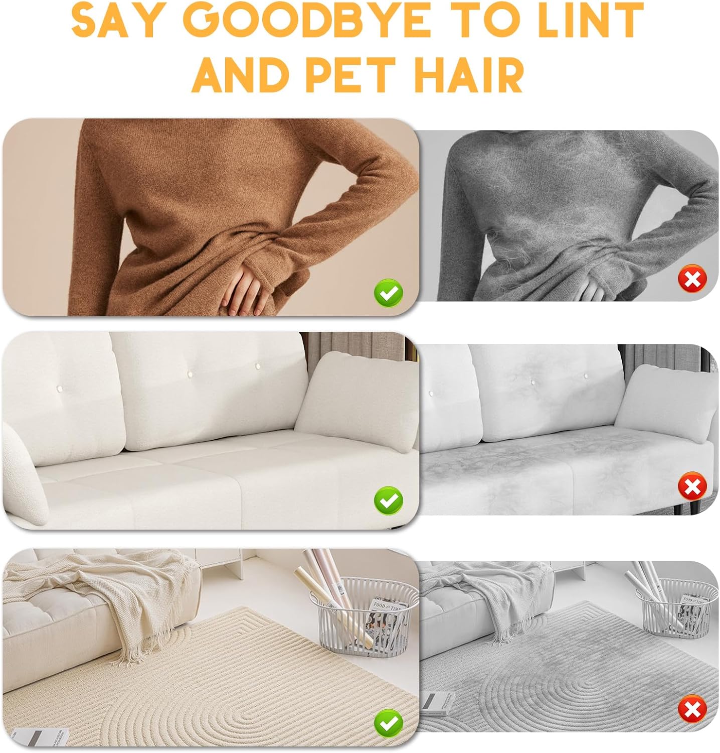 Pet Hair Remover, 2025 Upgrated Five-Finger Electrostatic Pet Hair Removal Gloves, Cat & Dog Hair Remover for Couch, Furniture,Clothing, Animal Fur Removal Tool, Cat Grooming Gloves-2PCS