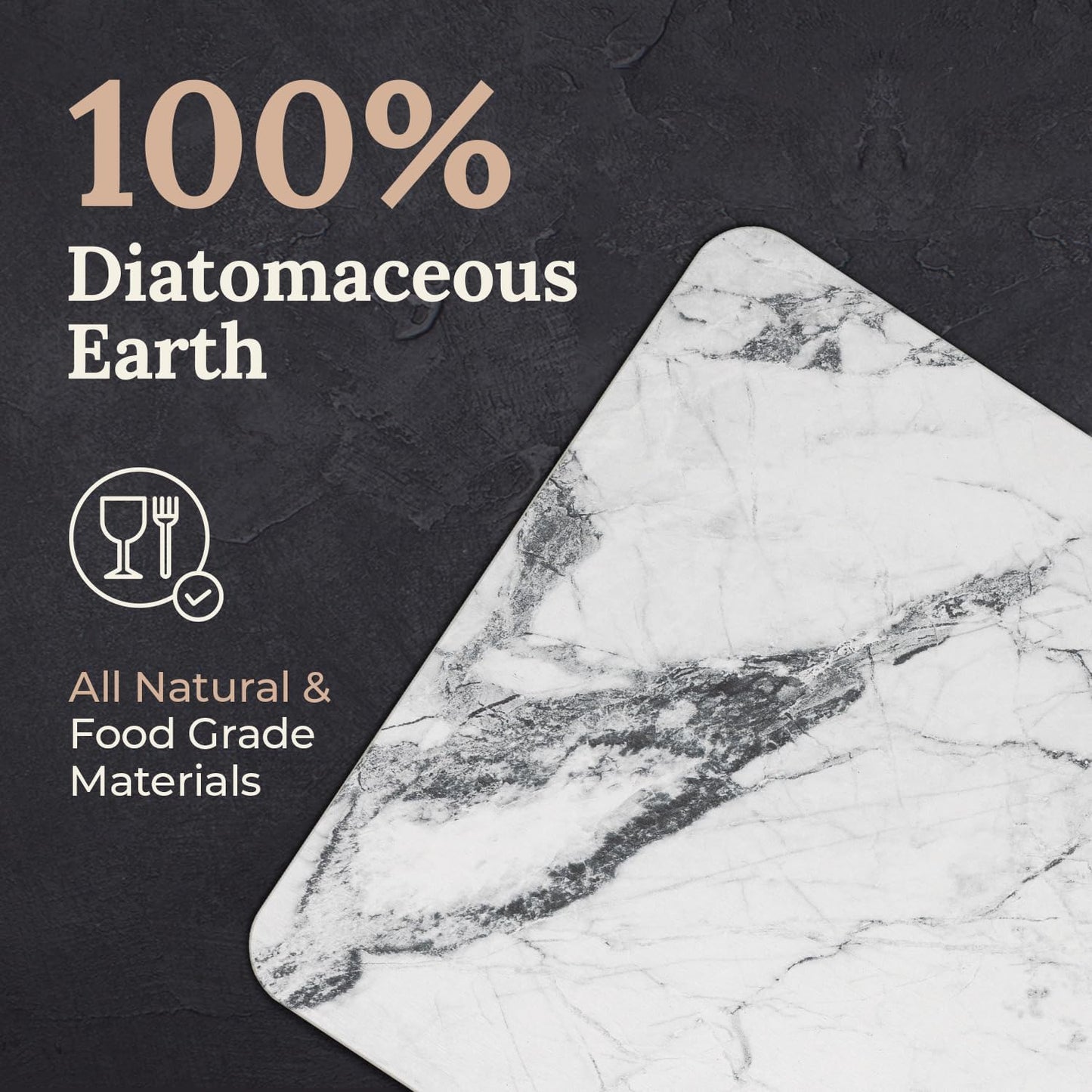 AquaTerra Diatomaceous Earth Drying Mat with Matching Sponge Caddy & Dish Rack | 3-Piece Set (White Marble, Large) | Heat-Resistant & Multi-Purpose for Drying and Kitchen Organization