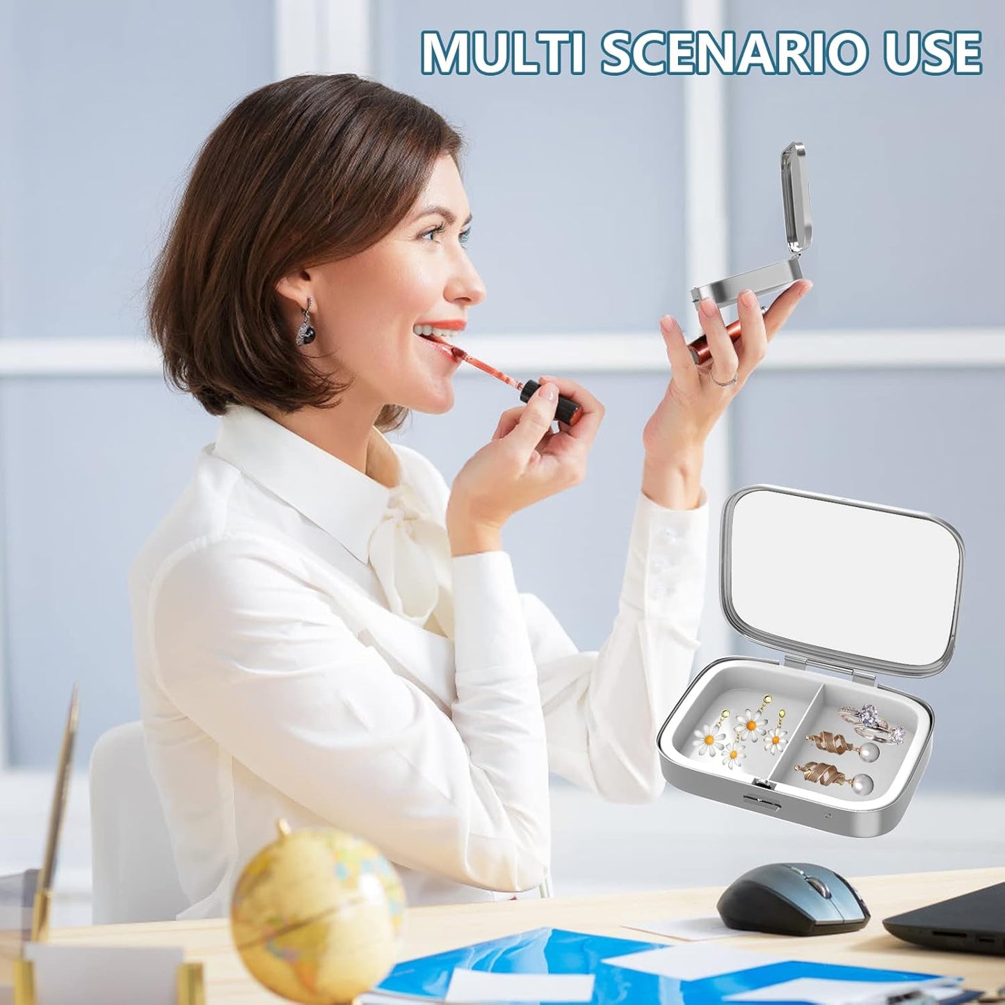 2 Compartment Pill Box, Portable Pill Box for Pocket or Handbag, Decorative Metal Pill Box, Vitamin Organizer, Unique Gift (1 Piece, 39-Flowers Pinck)