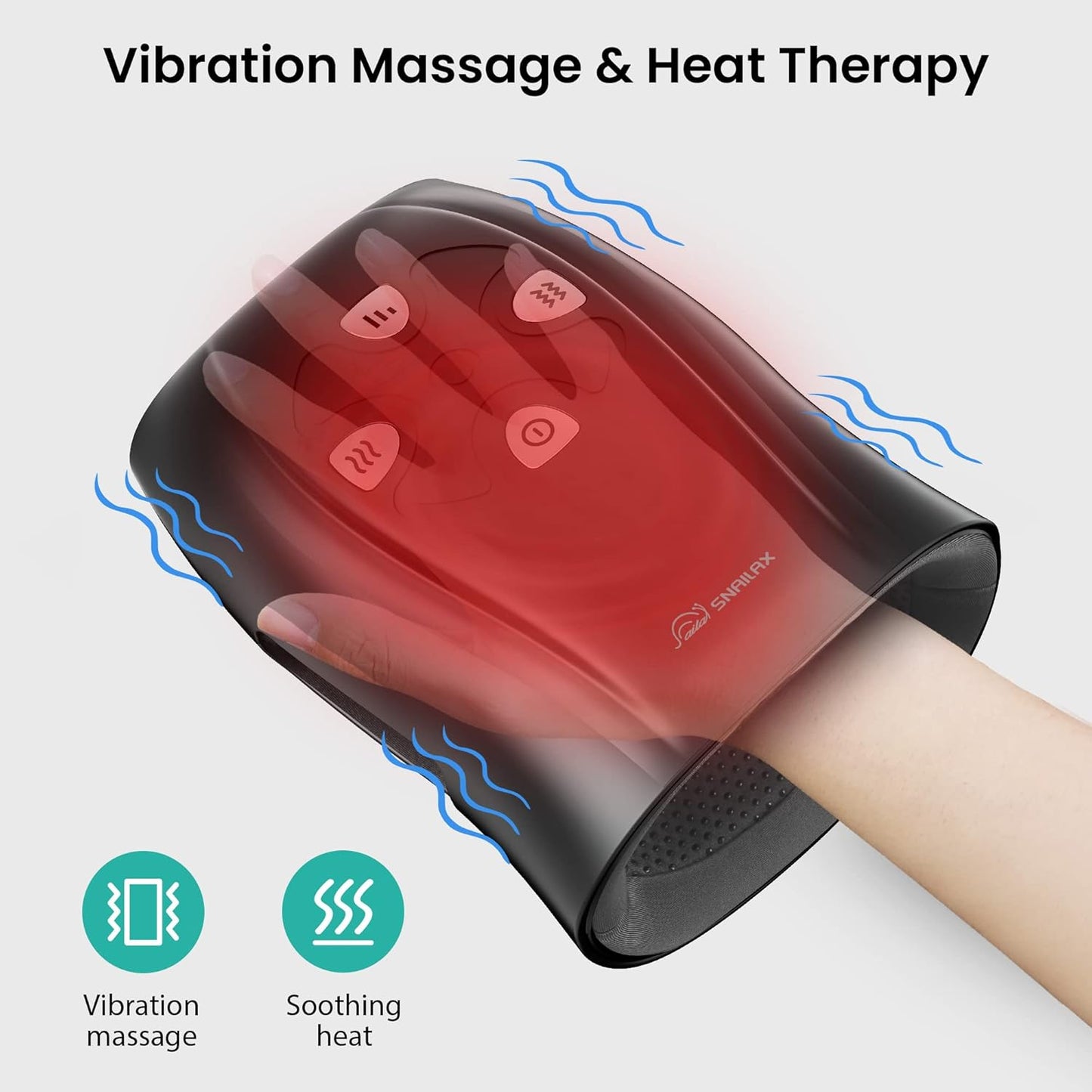 Snailax Hand Massager with Heat and Compression, Vibration, Cordless Hand Massager for Arthristis, Carpal Tunnel, Gifts for Women, Men, Mom(Black)