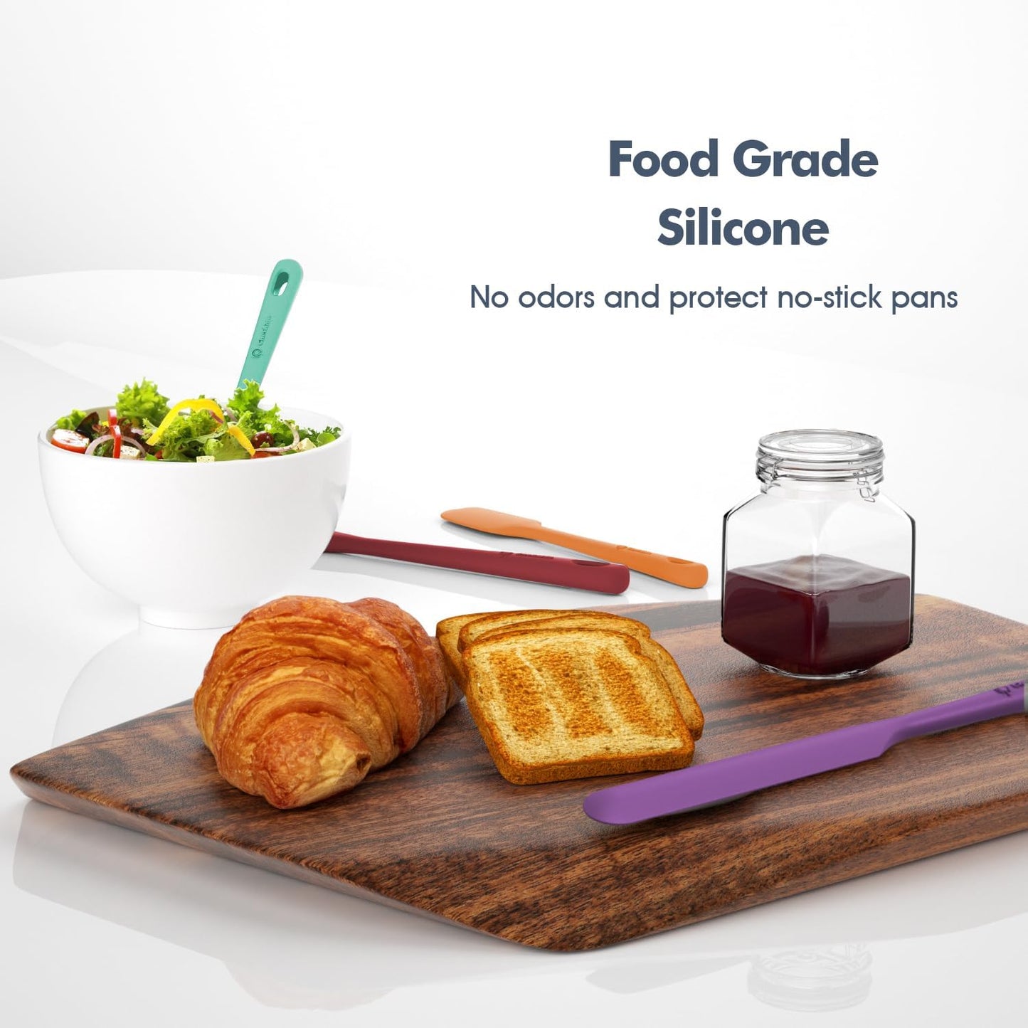 5 Pieces Silicone Spatula Set, Food Grade Rubber Spatula, Upgrade Strong Handle with Ergonomic Grip, Heat Resistant Up to 600°F for Nonstick Cookware, Cooking Colorful Series