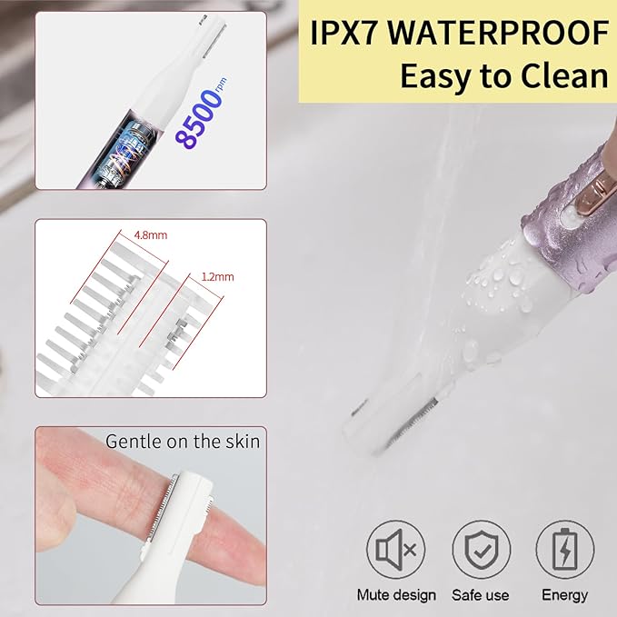 Nose & Eyebrow Trimmer for Women and Men,2025 Rechargeable Ear Razor & Face Shaver,Lady's Painless Portable Facial Hair Removal with Comb, Dermaplane Tool for face,Lips,Body,Leg (Blue)