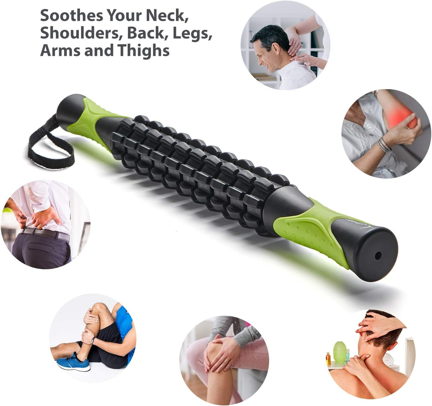 Sportneer Muscle Roller Stick – Deep Tissue Leg & Back Massager for Athletes, Relieves Soreness, Cramps & Tight Muscles – Upgraded Black