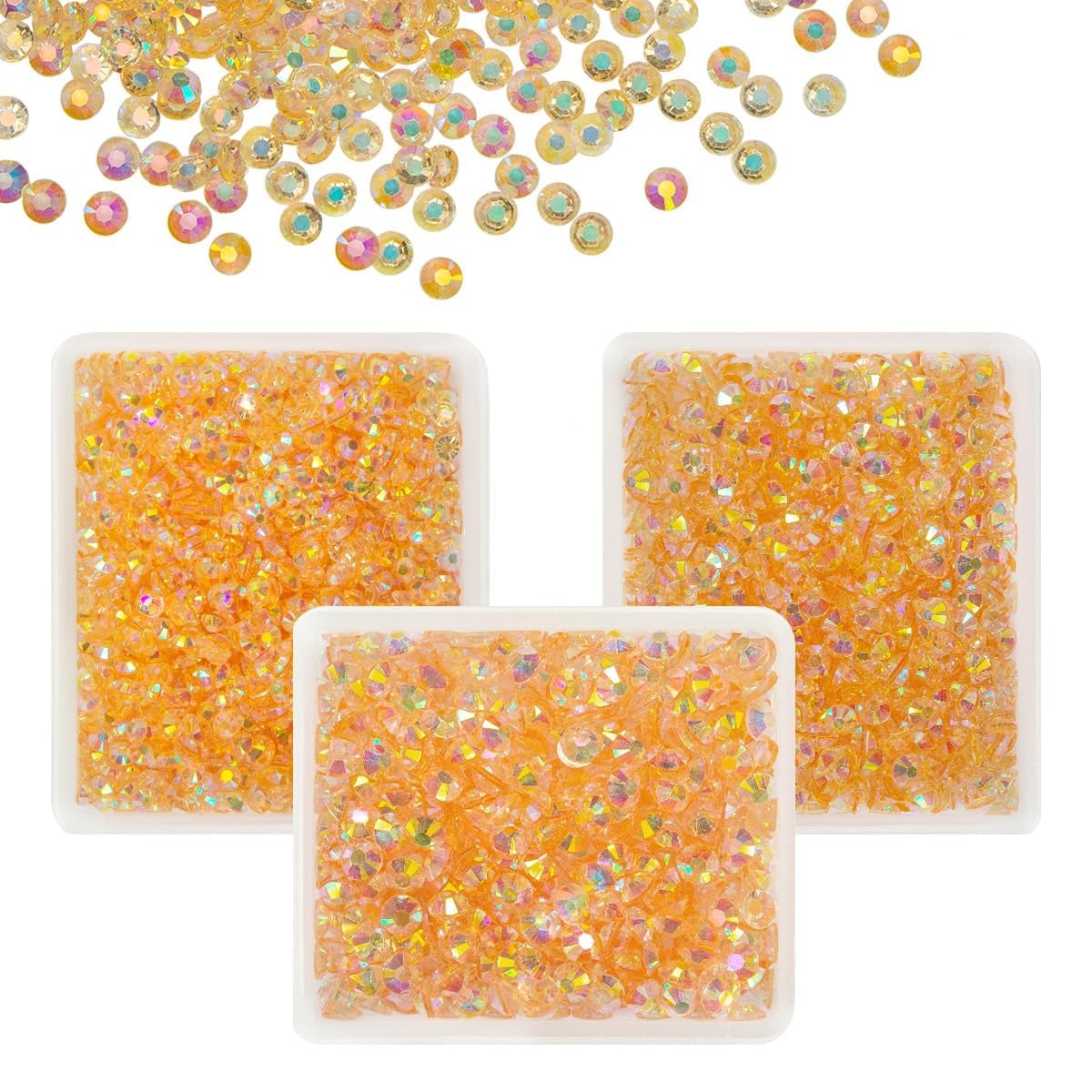 Transparent Champagne AB Resin Rhinestones for Crafting 3mm 4mm 5mm Flatback Jelly Stones Gems Crystals Diamonds Charms for Nails Face Eyes Makeup Tumblers Bottles Mugs DIY Crafts Clothes Shoes