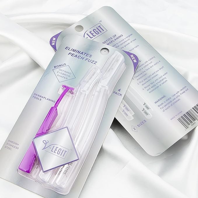 Dermaplaning Tools - Exfoliating Facial Razor Dermaplane for Women & Men Shaver to Exfoliate Refresh the Skin Peach Fuzz Eyebrow Hair Removal Blade 4 count Bonus Defining Shaper