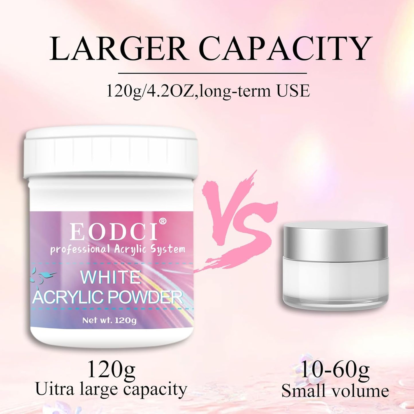 2Pcs 4oz White/Clear Acrylic Powder, Large Capacity Professional Acrylic Nail Powder Polymer for 3D French Nail Manicure Extension Nail Carving Acrylic Powder