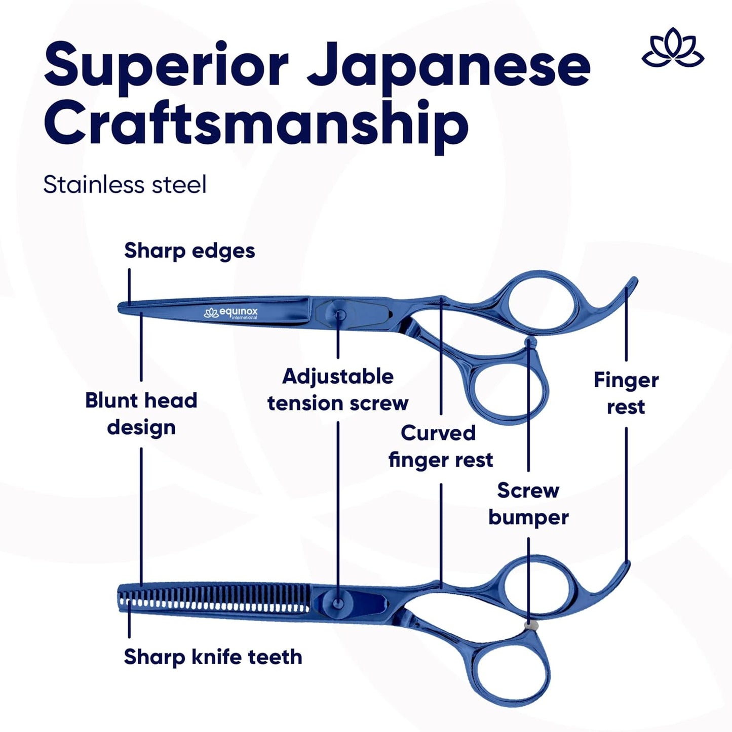 Equinox Professional Hair Scissors Set - Barber & Thinning Shears for Cutting & Grooming, Premium Japanese Stainless Steel Scissors