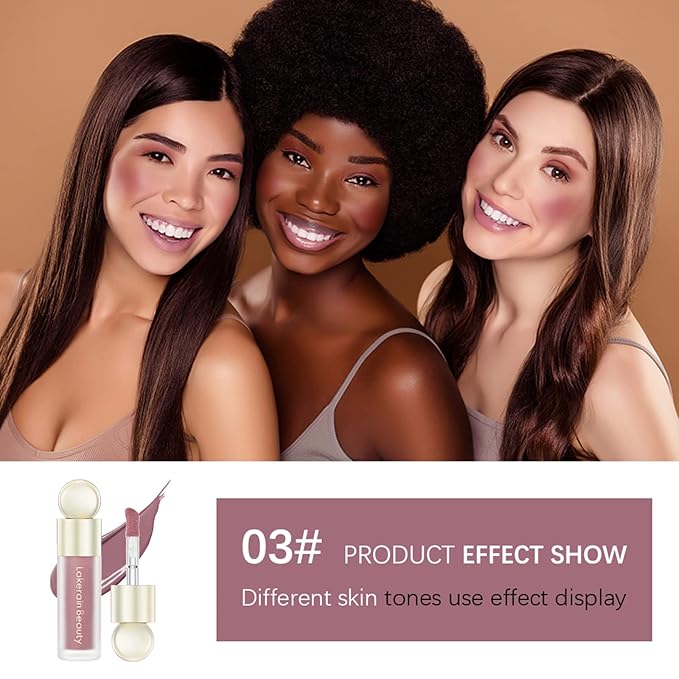 Erinde Liquid Cream Blush, Soft Dewy Face Blush, Natural Matte Finish Looking, Long-lasting Cheek Tint, Lightweight Blendable Feel, Moisturizing Face Blush for Cheek, 03