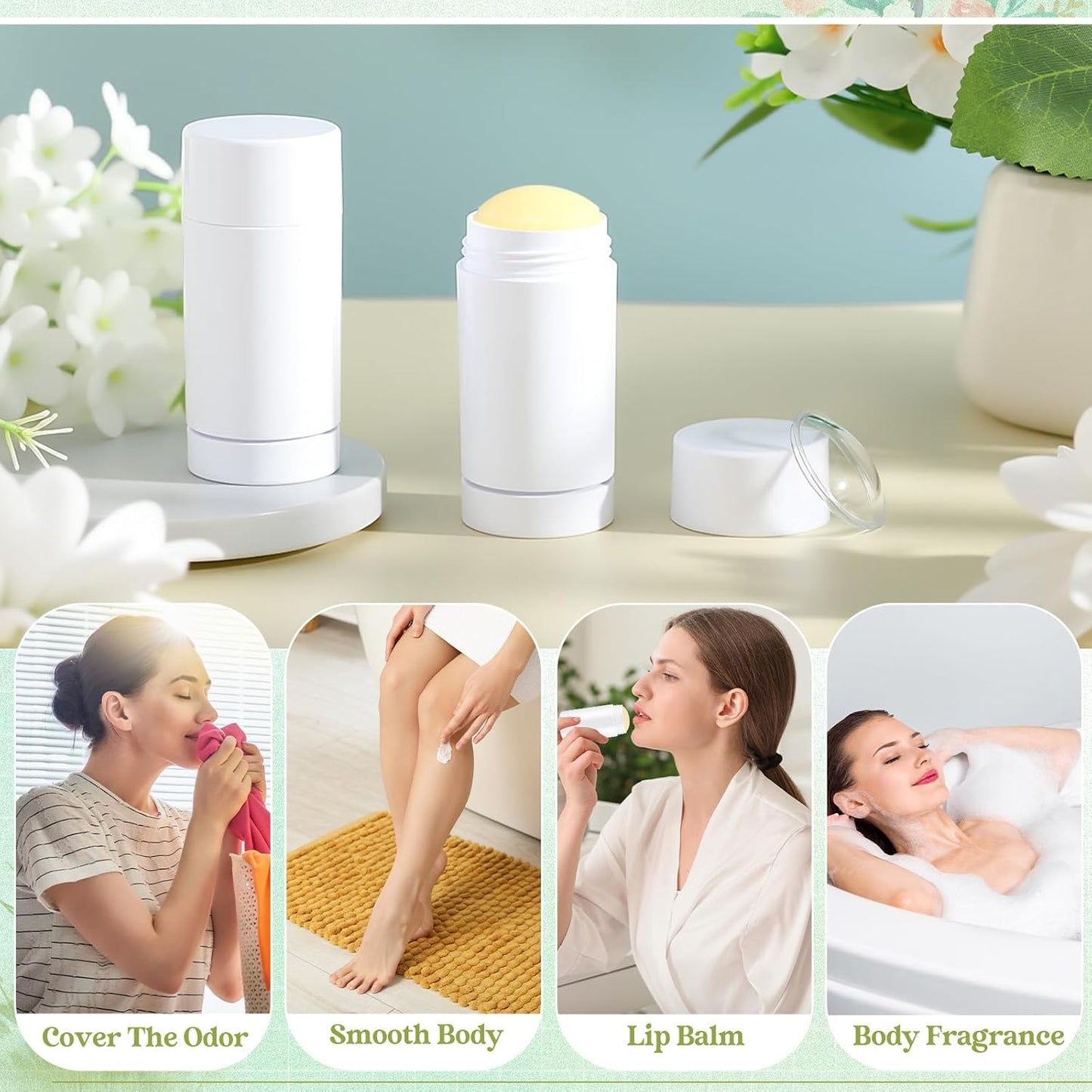 30 Pcs Empty Deodorant Containers Twist up Filling Stick Plastic Deodorant Container Refillable Bottles Bottomfill Round Lip Balm Tubes for Homemade DIY Lipstick Crayon(30 ml,White)