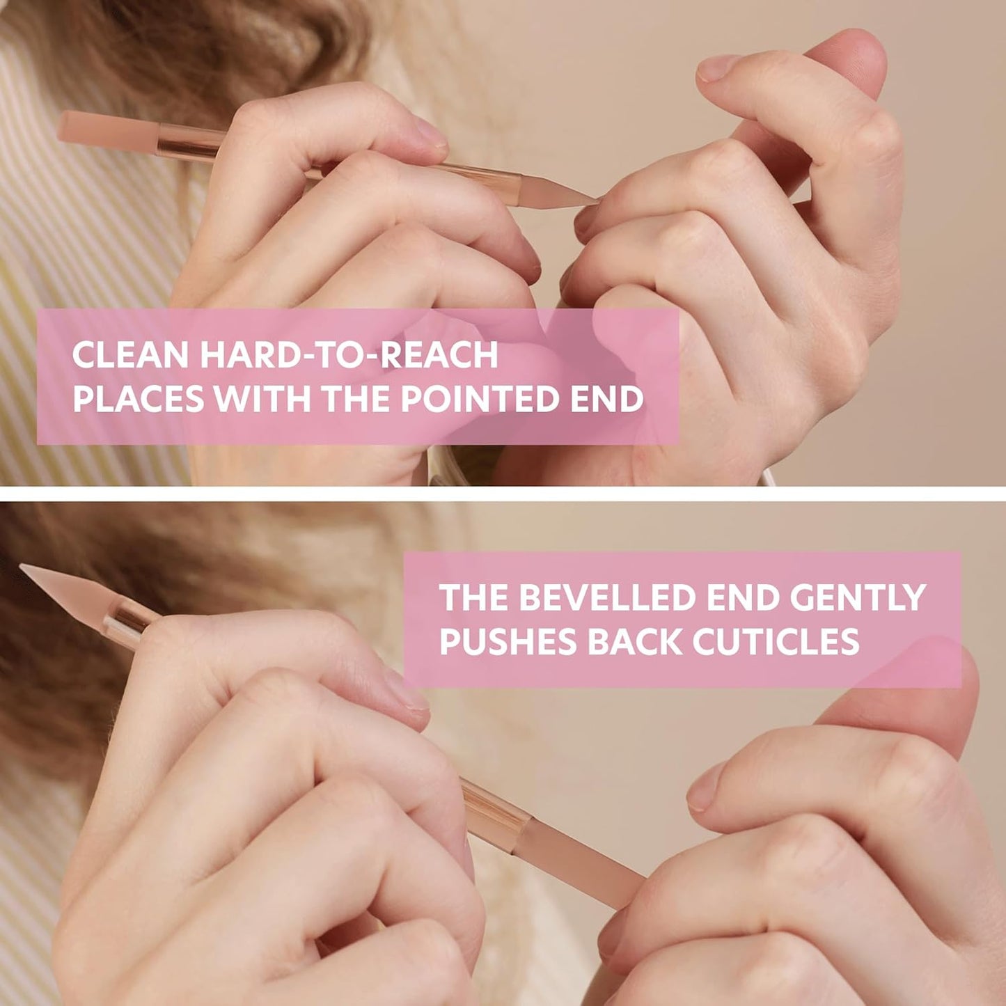 BONA FIDE BEAUTY Glass Cuticle Pusher, 1-Pieces Pink Gentle Czech Manicure Stick for Cuticle Remover, Long-Lasting Double-Sided Reusable Glass Stick