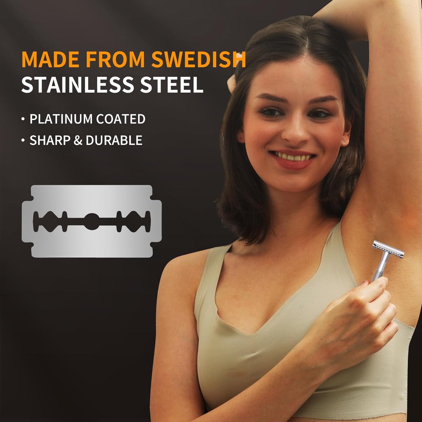 Gearhub Premium 50 Count Double Edge Safety Razor Blades Refills Swedish 13C26 Stainless Steel Platinum Coated, Mild to Medium Sharpness for Smooth Shaves