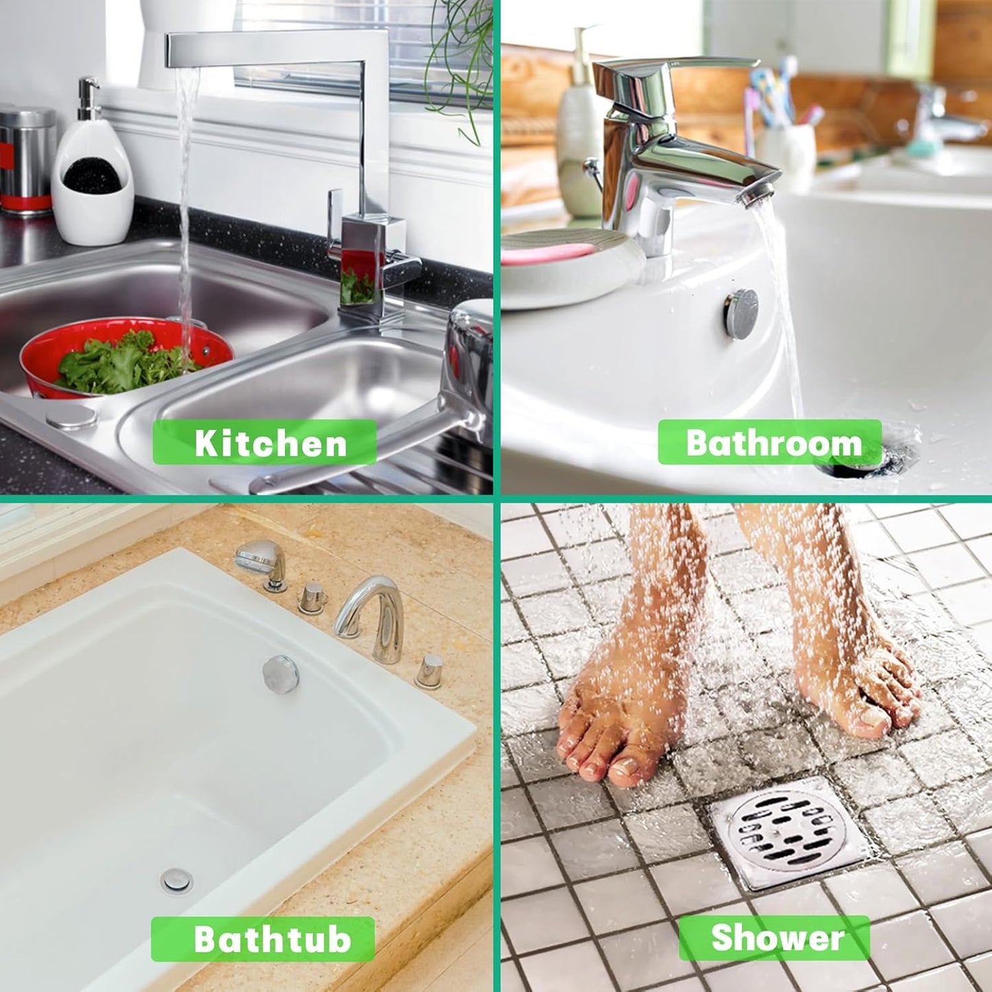 Drain Snake Hair Drain Clog Remover - 4 Pack Shower Snake Sink Unclogger Tool with Exquisite Packaging (Green)