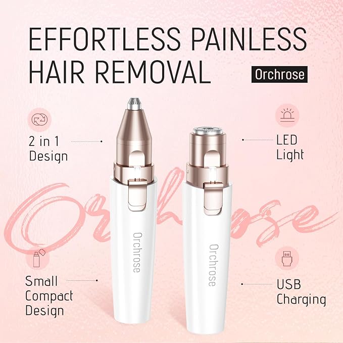 Rechargeable Facial Hair Remover for Women: 2-in-1 Device for Shaping Eyebrows and Removing Face Peach Fuzz (Pearl White)