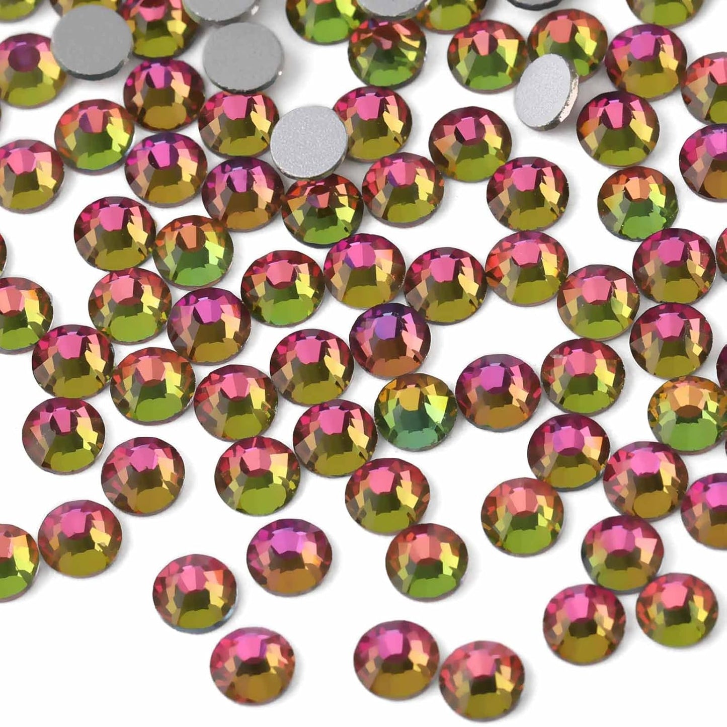 Beadsland 2880pcs Flat Back Crystal Rhinestones Round Gems for Nail Art and Craft Glue Fix, Rainbow,SS4,1.5-1.7mm