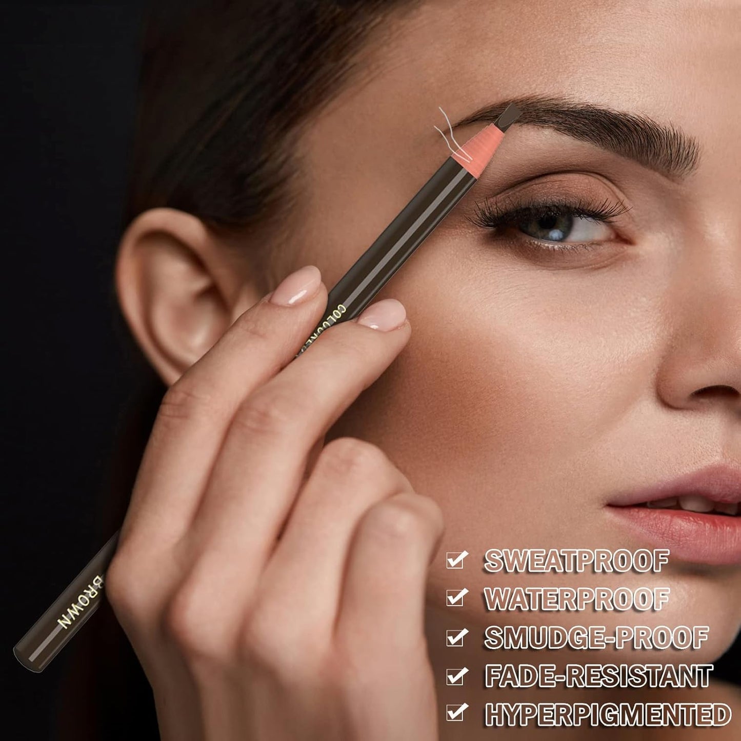 6 Piece Dark Brown Waterproof Eyebrows Pencil Tattoo Makeup And Microblading Supplies Kit-Permanent Eye Brow Liners In 5 Colors Waterproof Eyebrow Pencils Peel - Brow Pencil Set For Marking