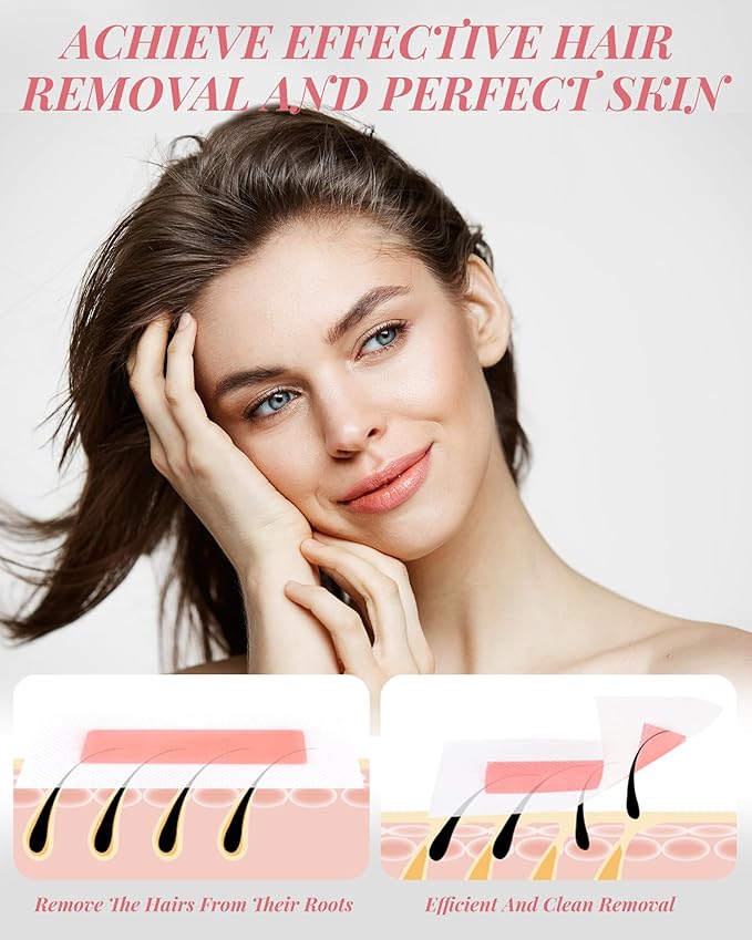 20PCS Facial Wax Strips for Hair Removal, Facial Hair Removal for Women, Waxing Kit for Women's Face, Bikini, Chest, Body, Arms, Legs, Back, & Brazilian | 20ct Waxing Strips & 4 calming Oil Wipes