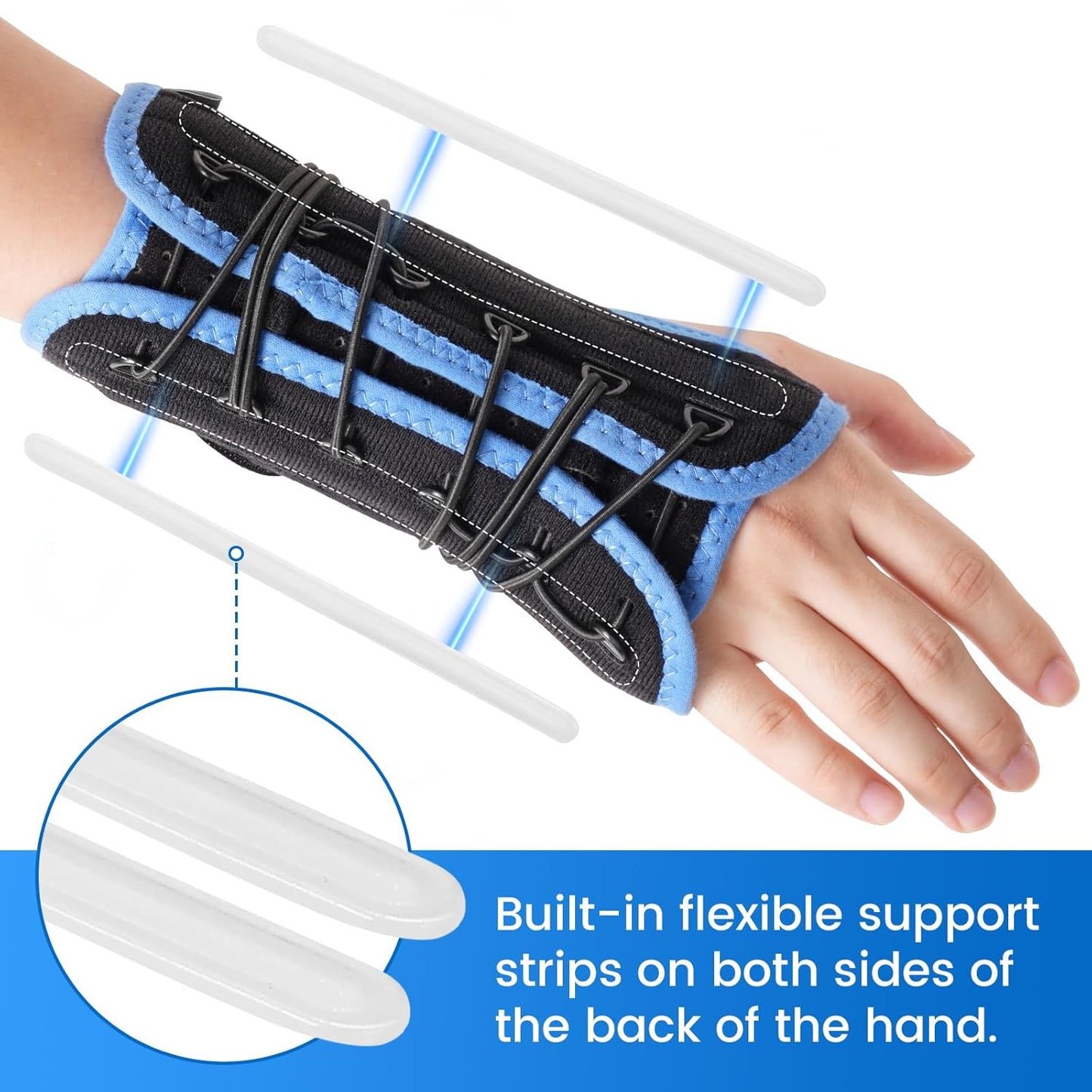 Velpeau Wrist Brace for Carpal Tunnel, Adjustable Elastic Tension Cords with Splints, Night Wrist Support for Arthritis, Tendonitis, Sprain, Injuries, Wrist Pain Relief Women and Men (Right Hand, M)