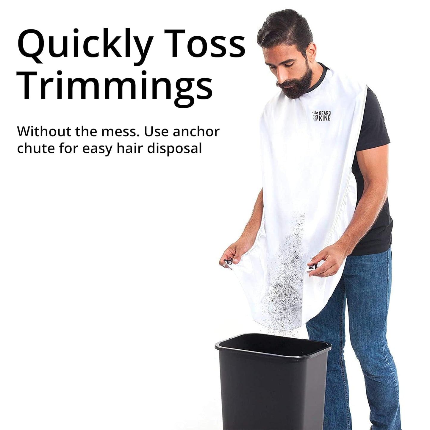 Beard King Beard Bib Apron - Shaving Set for Dad - As Seen on Shark Tank - Men's Hair Catcher for Shaving - Grooming Accessories, White