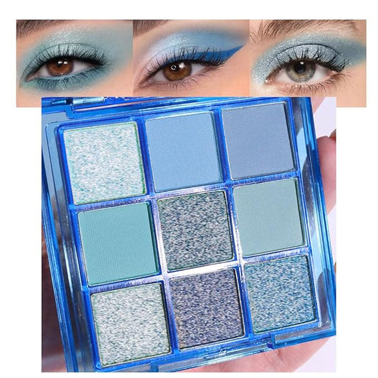 Sapphire Blue Smoky Eye Shadow Palette,Navy Royal Blue Green Goth High Pigment Natural Eyeshadow Palette,Waterproof,Blendable Long Lasting Naturing-Looking,Vegan & Cruelty-Free