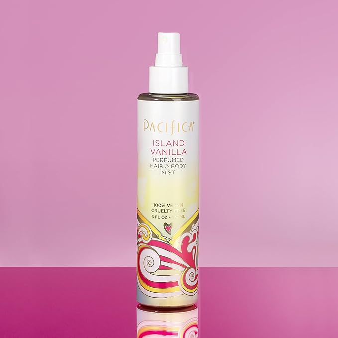 Pacifica Island Vanilla Spray Perfume & Hair and Body Mist Set – Tahitian Vanilla Clean Fragrance Duo, Essential Oil Blend, Alcohol-Free Hair/Body Mist Clean Beauty 100% Vegan & Cruelty-Free