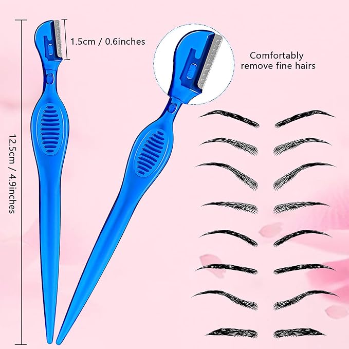 30 Pcs Dermaplane Razor Eyebrow Razor for Women Trimmer Shaver with Precision Cover Multipurpose Exfoliating Dermaplaning Tool Facial Hair Removal for Women Face Lip Grooming, 3 Colors