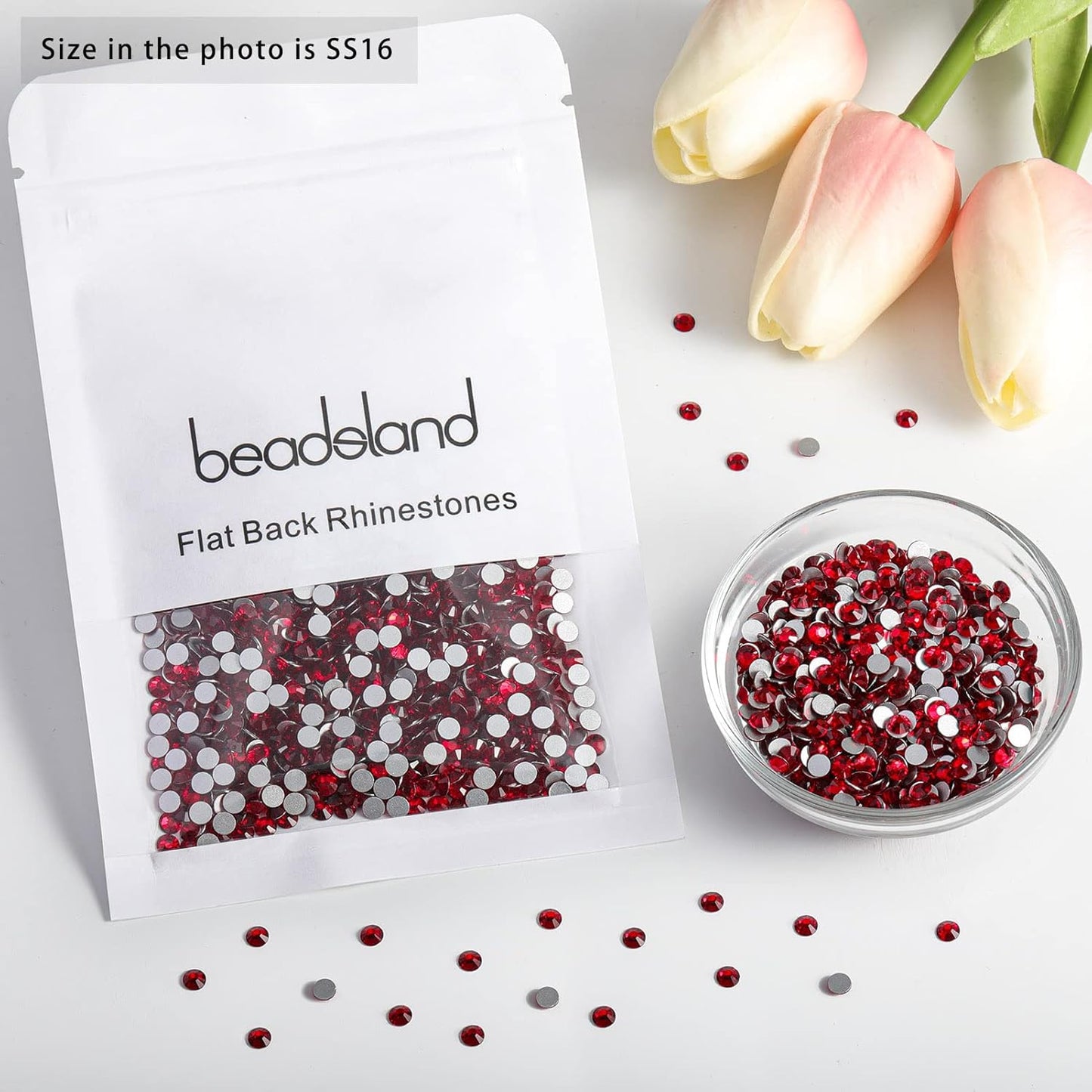 Beadsland 1440 Pieces Flat Back Crystal Rhinestones Round Gems,Siam,SS16,3.8-4.0mm