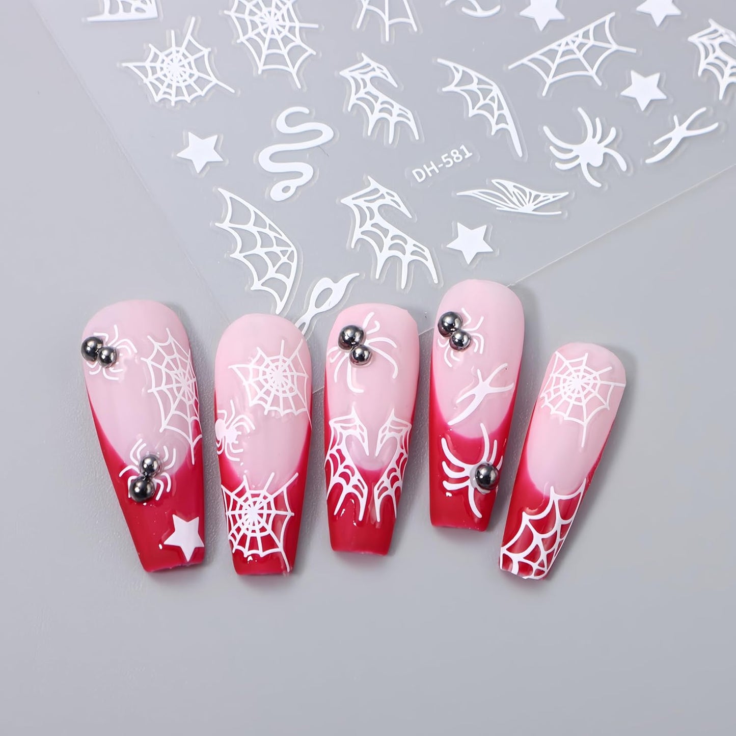 8 Sheets Spider Web Nail Art Stickers 3D Holographic Halloween Spider Snake Nail Decals Golden Silver Black White Design Nail Art Stickers for Women para Uñas DIY Manicure Art Halloween Decoration