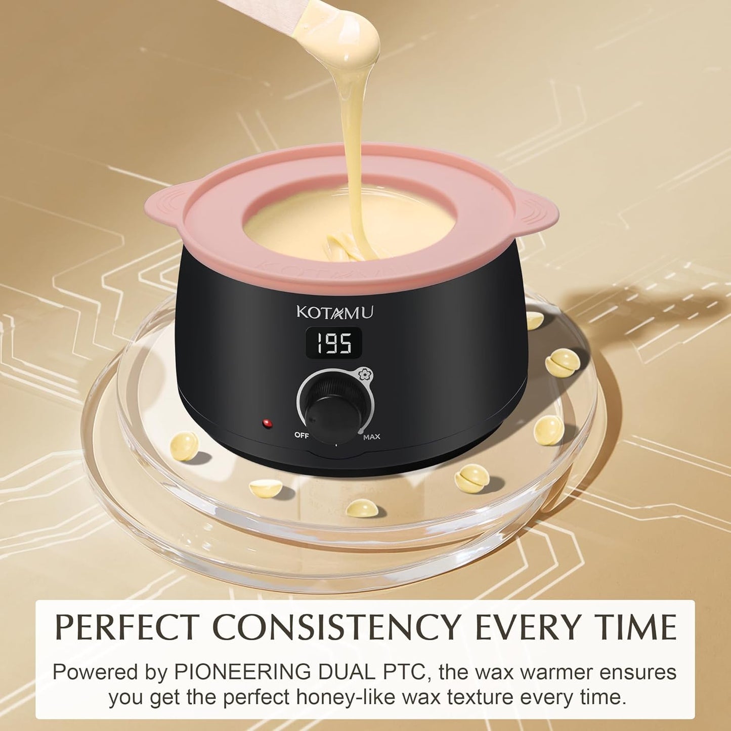 KOTAMU Waxing Kit Black Digital Wax Kit for Women Men Sensitive Skin Hard Waxing Pot for Eyebrow Face Leg Underarm Coarse Soft Hair Removal Professional Wax Warmer with 25 Accessories for Home Salon