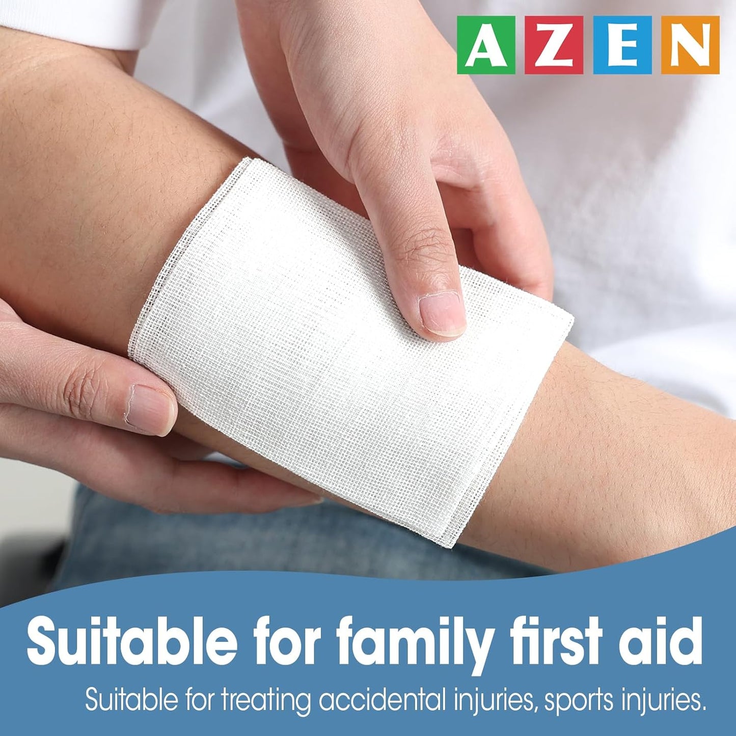 AZEN 120 Pack Sterile Gauze Pads, 3" x 4" Non Stick Gauze Pads, 8-Ply Cotton Gauze Sponges for Wound Care and First Aid, Highly Absorbent Individually Wrapped Medical Gauzes