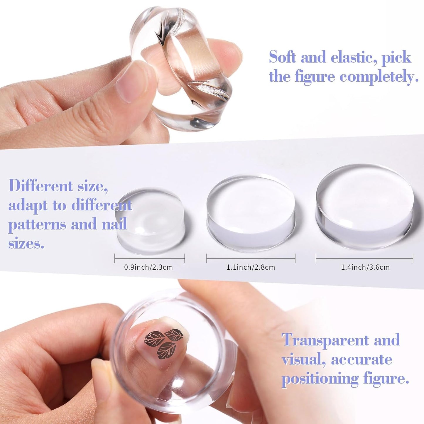 Born Pretty French Tip Nail Stamp, 6PCS Art Stamper With Scrapers, Silicone Stamping Long & Short Jelly Stamper Kit for French Manicure Home DIY Art Salon