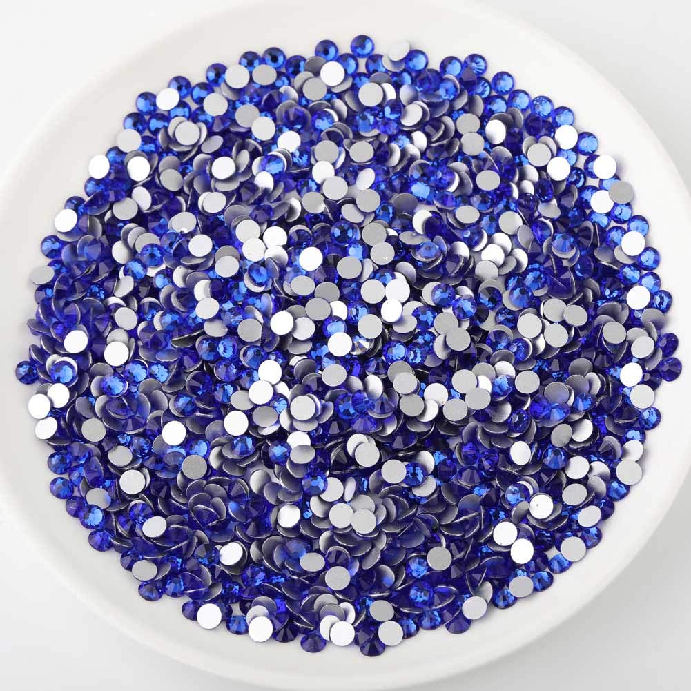beadsland Flat Back Crystal Rhinestones Round Gems, Sapphire (3.8-4.0mm) SS16/1440pcs