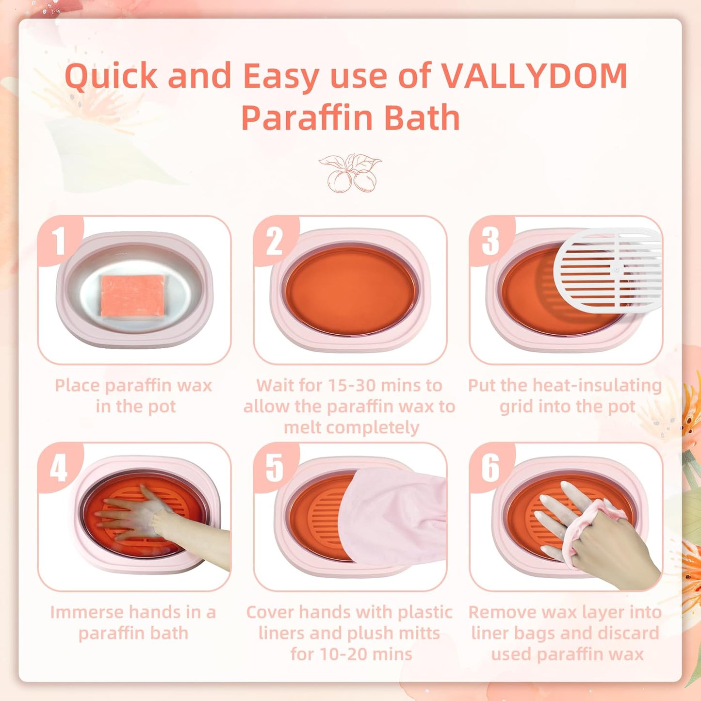 Paraffin Wax Refills, 10 Pack 200g Peach Scented Paraffin Wax Blocks for Paraffin Bath, Paraffin Wax Machine Refills for Hand Feet Dry Skin,Rrelieves muscle fatigue, Hydration and nourish