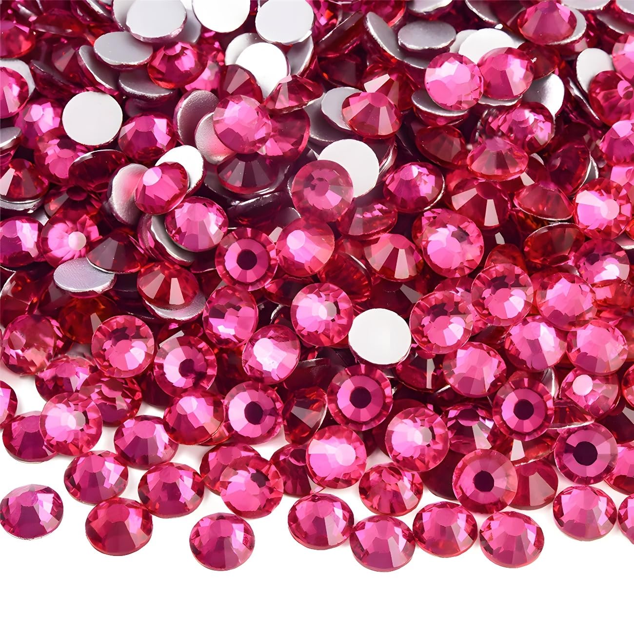 Flatback Rhinestones Round Gems for Nails Art and Crafts 1250Pcs SS20 5mm Glitter Crystals Stone DIY Bags Clothes Shoes (Dark Rose Red)