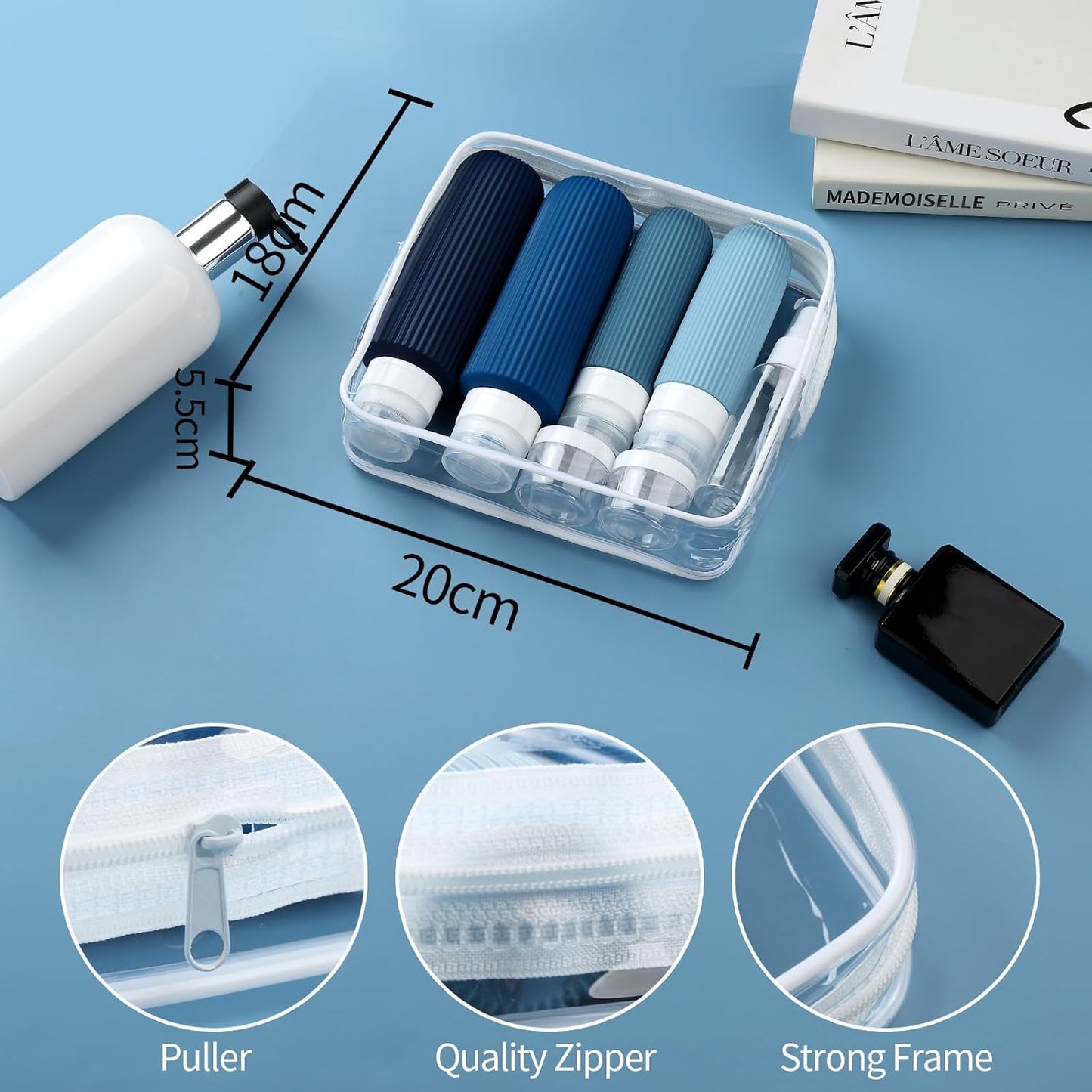 16 Pack Travel Bottles for Toiletries, Large 6oz Silicone Travel Containers jar for Toiletries, Leak Proof Refillable Liquid Shampoo And Conditioner Travel Essentials toiletry Bottles