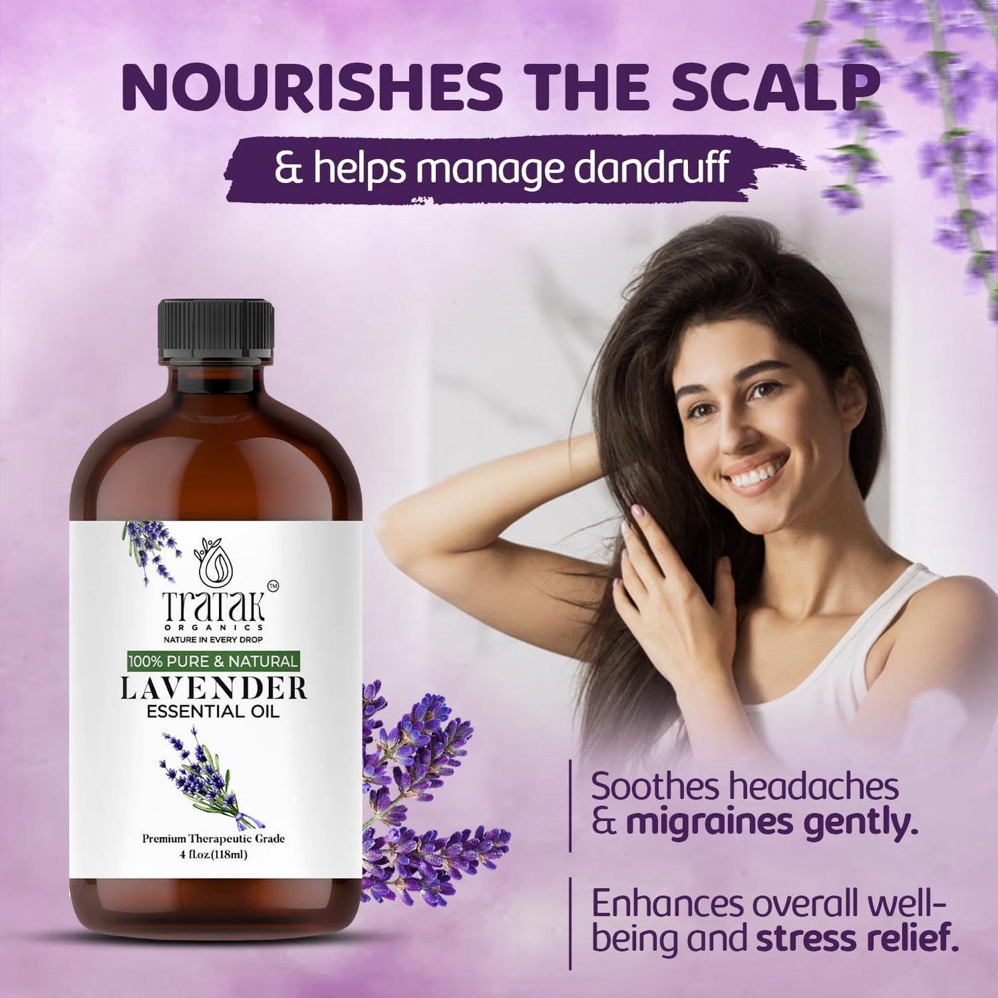 Lavender Essential Oil with Premium Dropper - Undiluted Essential Oil for Diffuser & Aromatherapy - Lavender Oil, Huge 4 fl oz (Pack of 2)