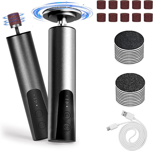 Upgraded Wireless Electric Callus Remover for Feet,6-Speed 2-in-1 Rechargeable Foot File Callus Remover with USB Charging & 3 Types of Sandpaper, Dead Skin Remover for Dry Cracked Heels,Black