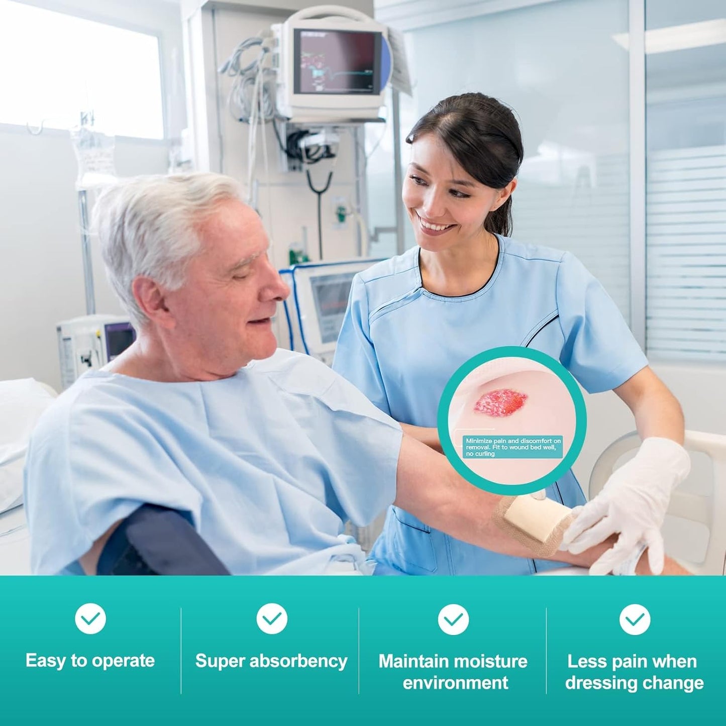 Dimora Silicone Foam Dressing 3x3 inch with Border 20 Pack, Wound Bandage, Gentle Adhesive Waterproof Pads for Sensitive Skin Wound Care 7.5x7.5 cm