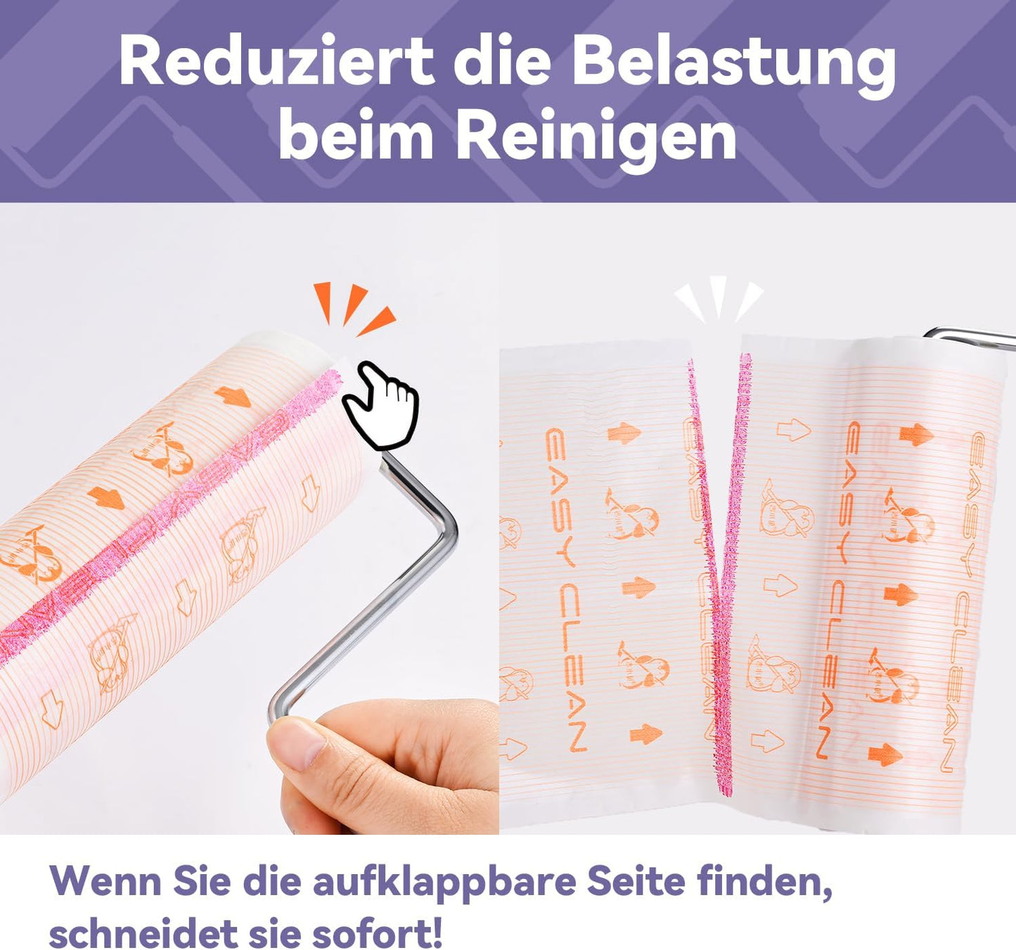 Jumbo Lint Roller,Large Lint Rollers for Pet Hair Extra Sticky Clothes - Ideal for Floors & Carpets, & Debris Removal 50-Sheets 2-Pack with Storage Tray