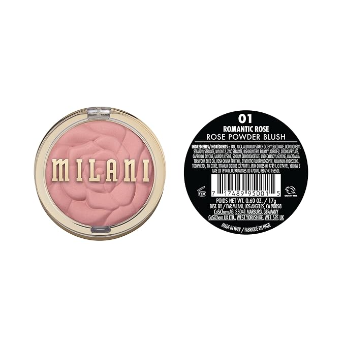 Milani Baked Blush, Powder Blush for Cheeks, Cruelty Free Makeup - Shape, Contour & Highlight Face for a Shimmery or Matte Finish -Romantic Rose