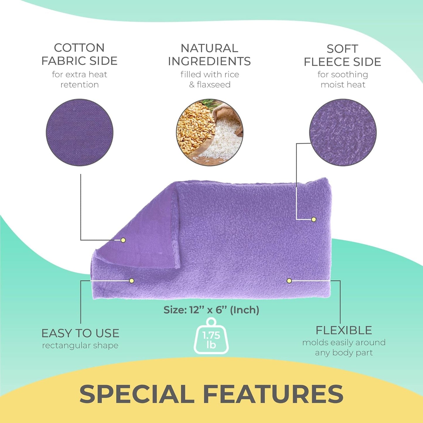 My Heating Pad Microwave Heating Pad - Moist Microwavable Heating Pads for Joints and Muscles Relief - Microwave Hot Pack Heat Pad for Cramps - Chilled or Heated Pad Therapy - Purple Unscented