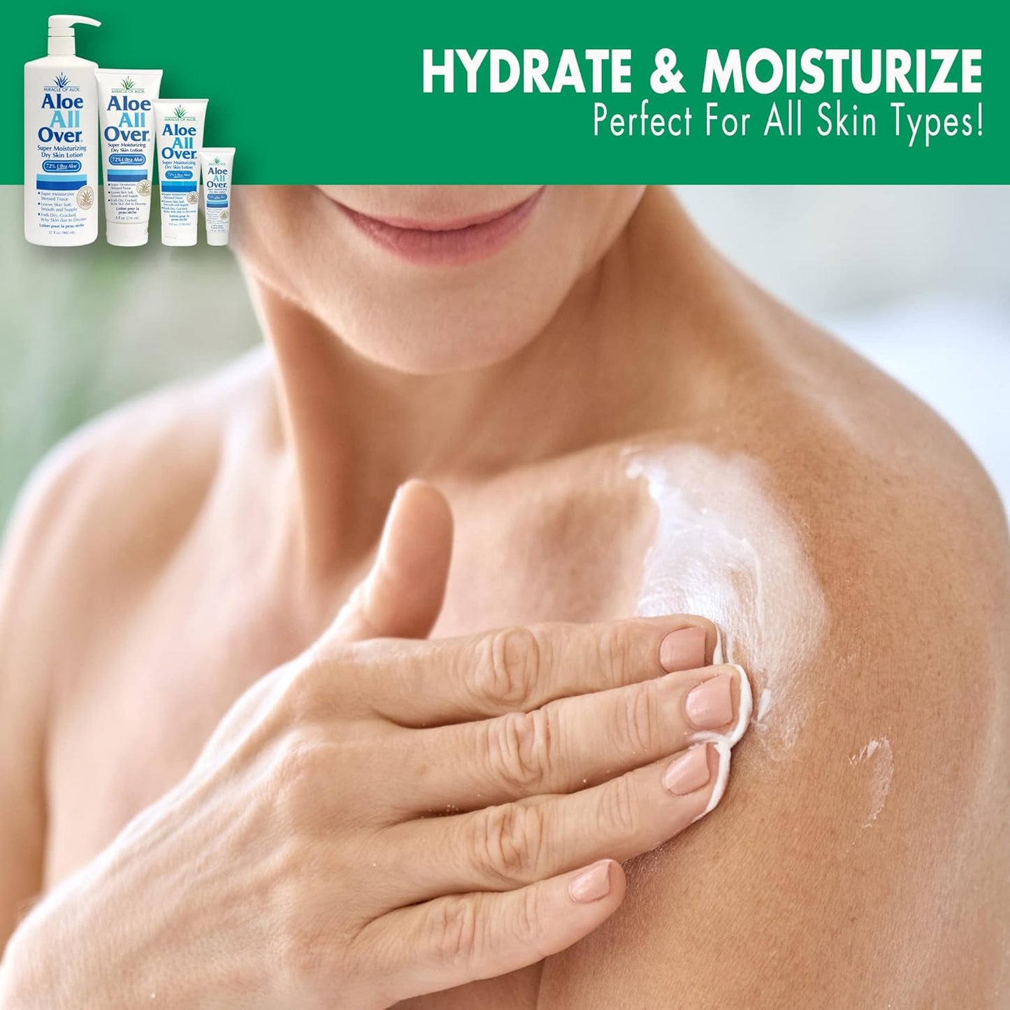 Miracle of Aloe Aloe All Over Super Moisturizing Dry Skin Lotion (3-Pack, 1 oz) - Made with 72% UltraAloe Aloe Vera Gel. Safe for Everyone: Men, Women, Kids. Restores Dry Skin Fast